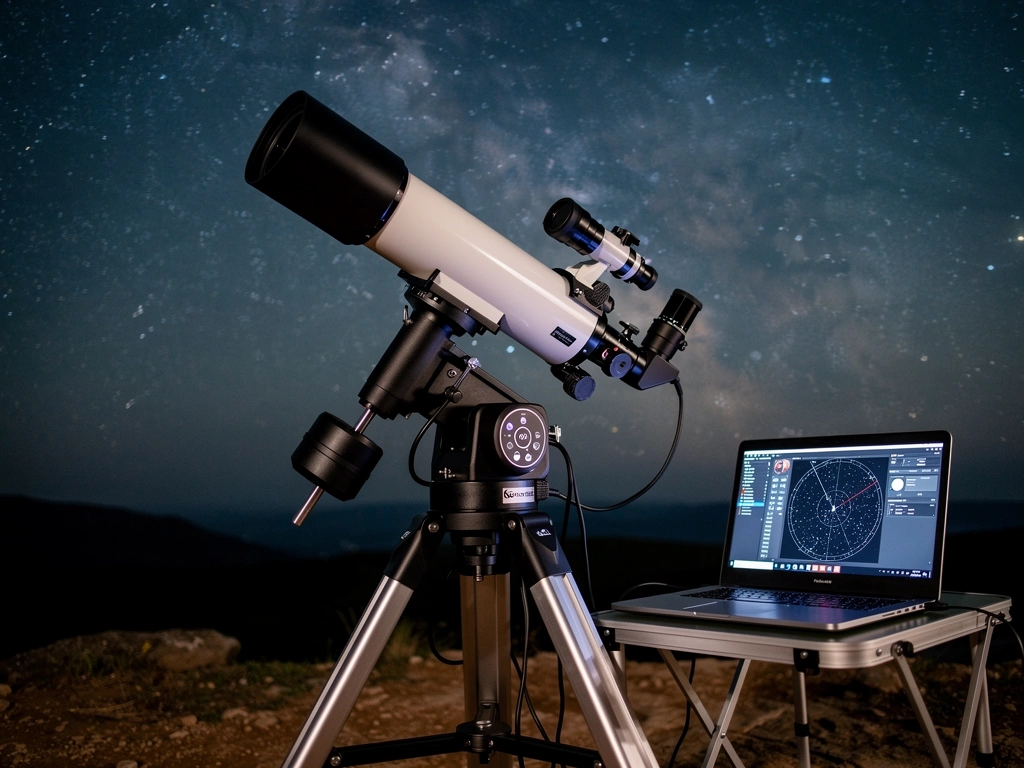 Großer Dobson, SCT auf Montierung und Smart-Teleskop nebeneinander unter Milchstraße