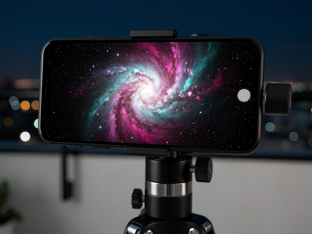 Unistellar Smart-Teleskop mit leuchtendem Display zeigt Nebel