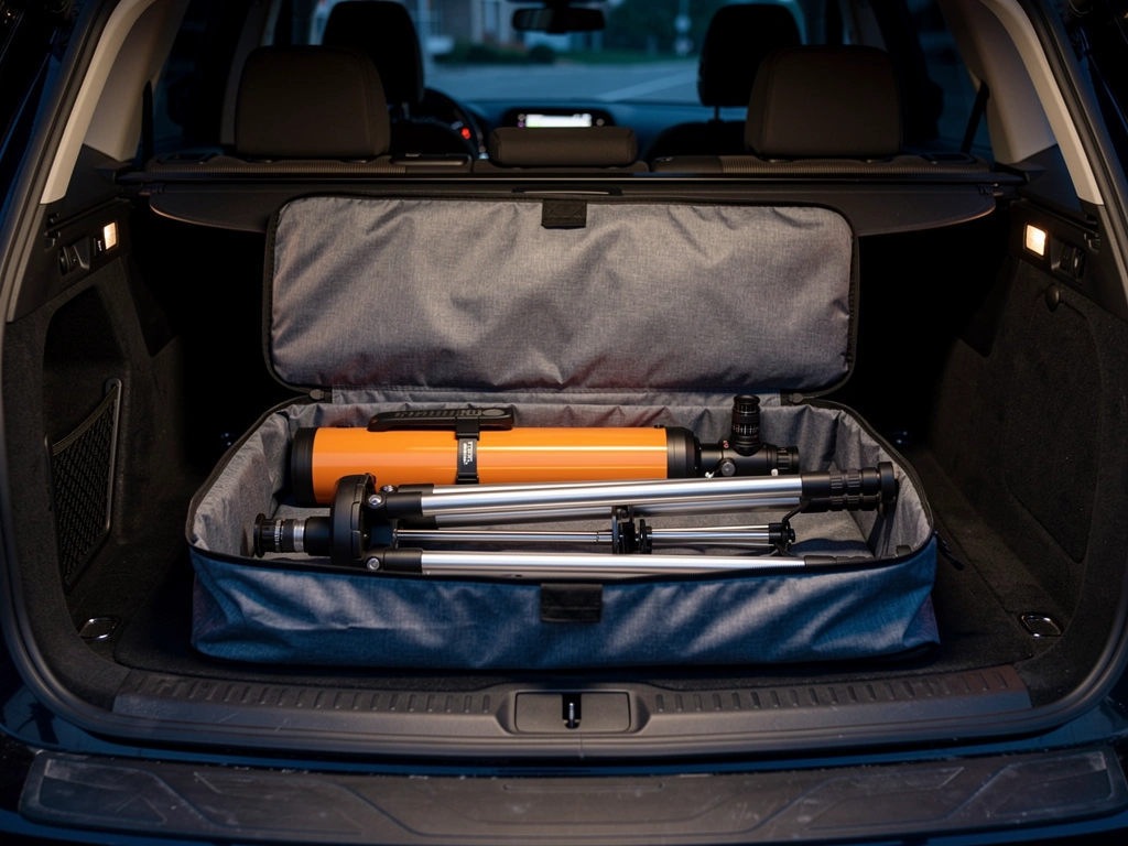 Celestron NexStar 6 SE wird in den Kofferraum geladen